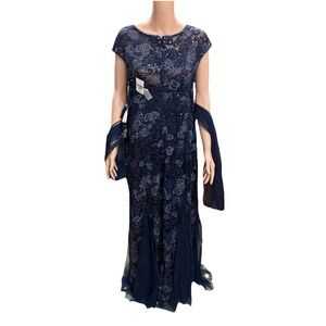 alex evenings dress Women's 18 Blue Sparkle Long